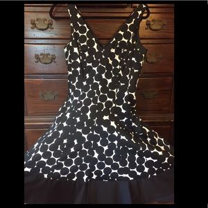 Black and white polka dot dress with sweater